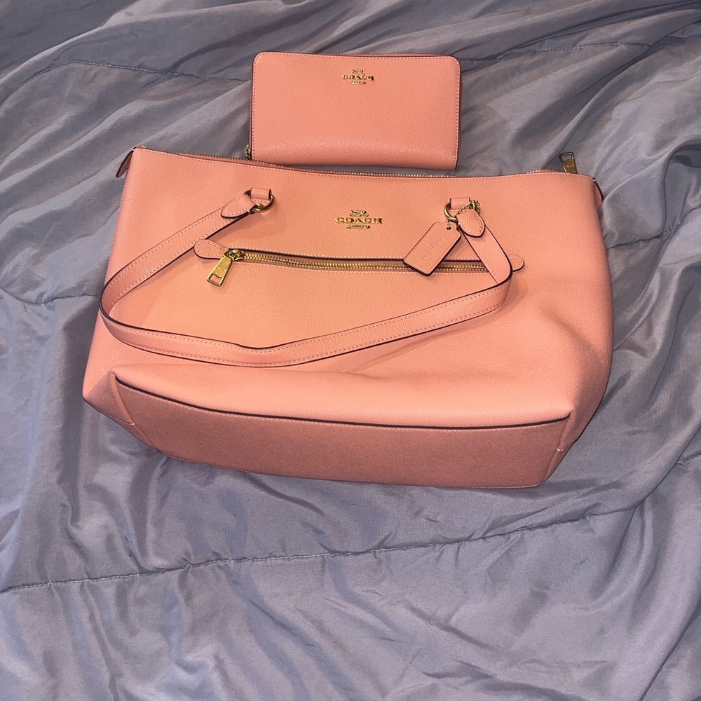 Coach Blush Pink Shoulder Bag and Wallet Set